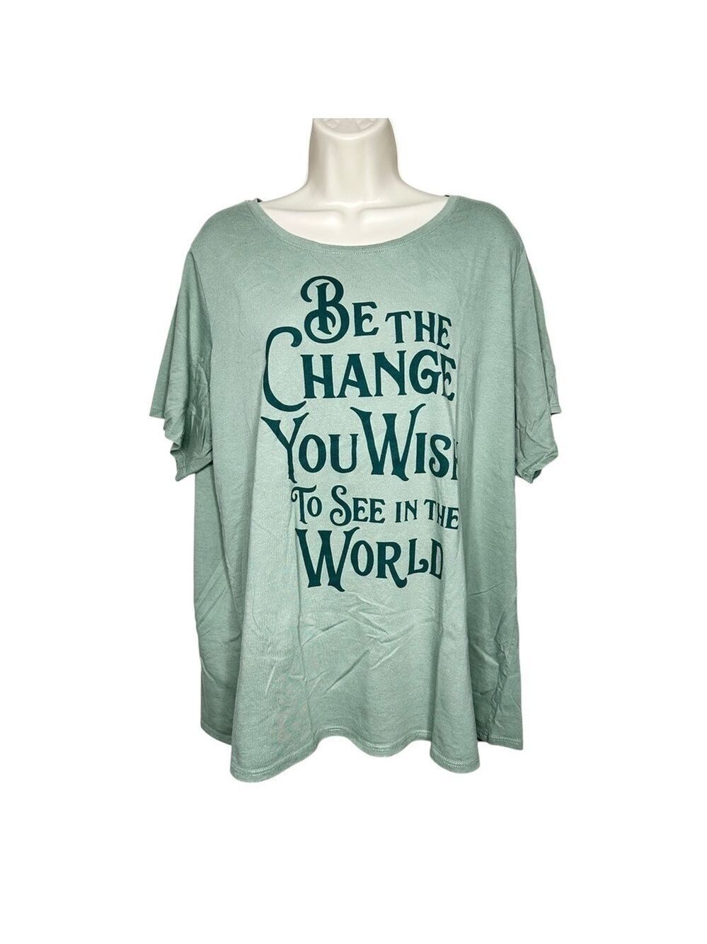 Awake Women’s Graphic T-Shirt Be The Change You Wish To See In The World Size 2X